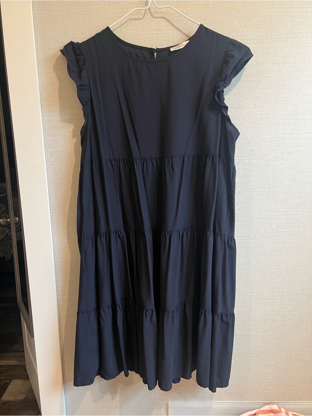 Women's Navy Tiered Midi Dress - Unbranded